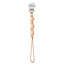 Beaded Pacifier Clip - Engraved - Peach