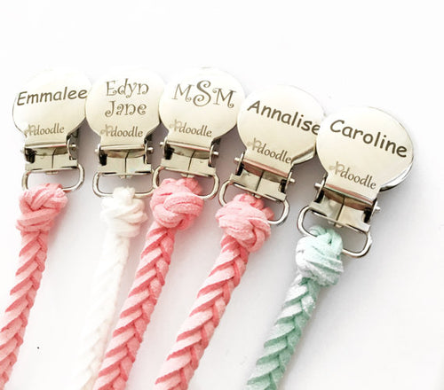 Pacifier Clip | Engraved with Baby’s Name | Pacidoodle 